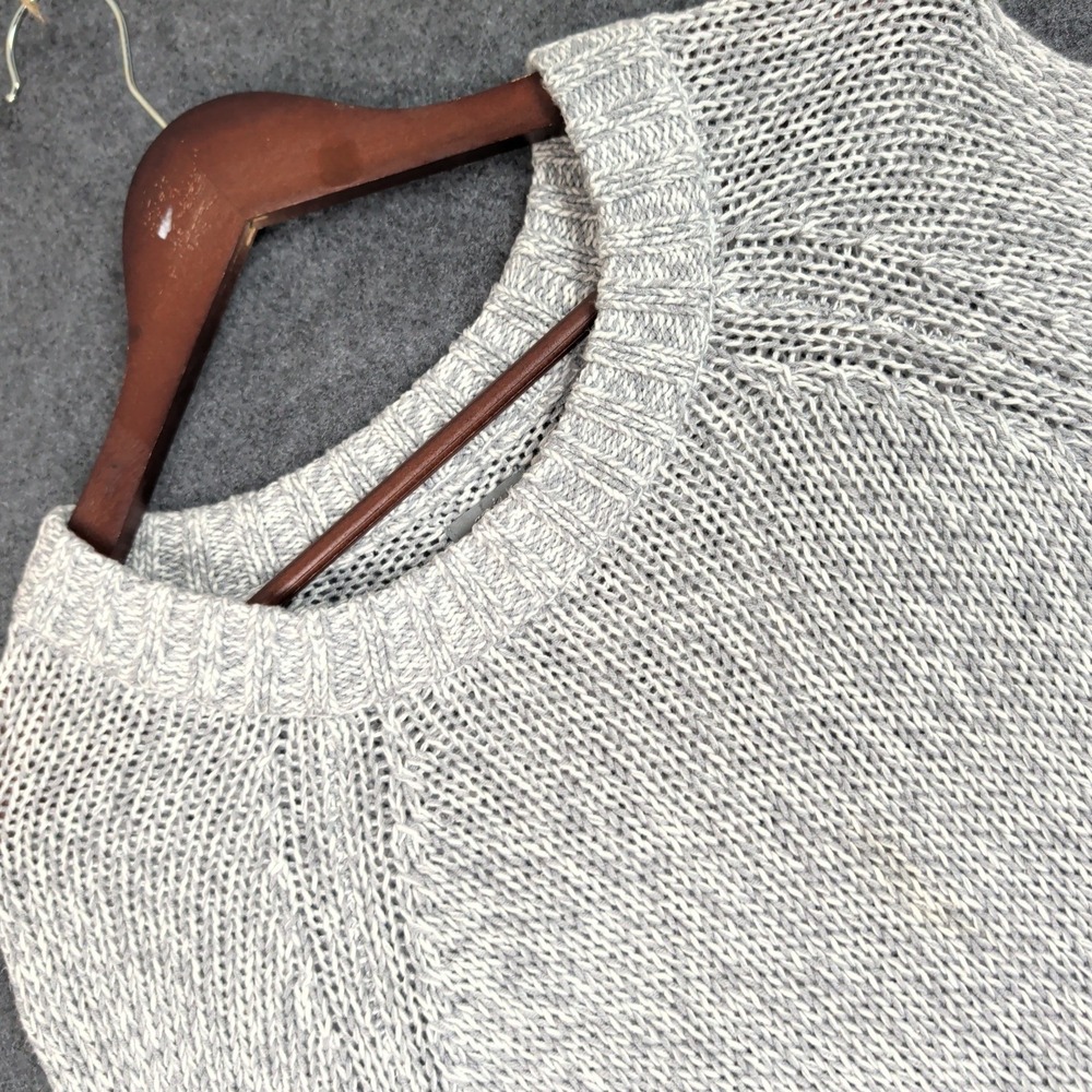 Aerie Gray Marled Chunky Knit Crew Neck Pullover Sweater Size M Relaxed Fit